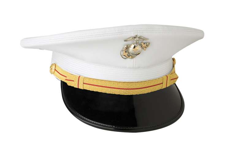 Marine Corps Company Grade Dress Cap, White Bernard Cap Genuine