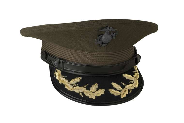 Marine Corps Field Grade Service Cap, Green Bernard Cap Genuine
